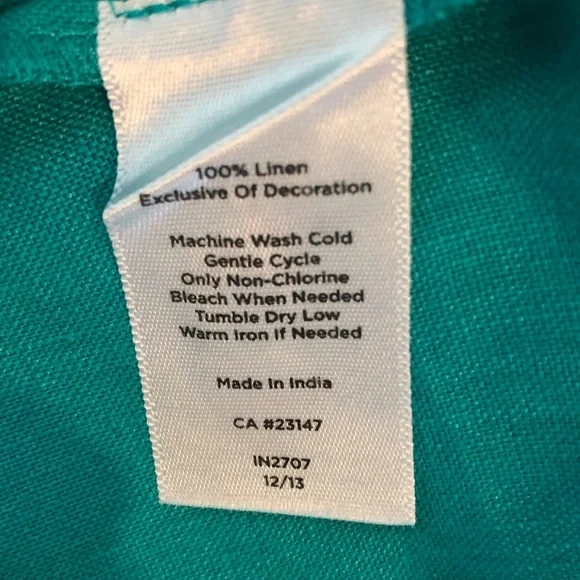 Talbots 100% linen beaded top teal green Sz MP - Picture 6 of 6